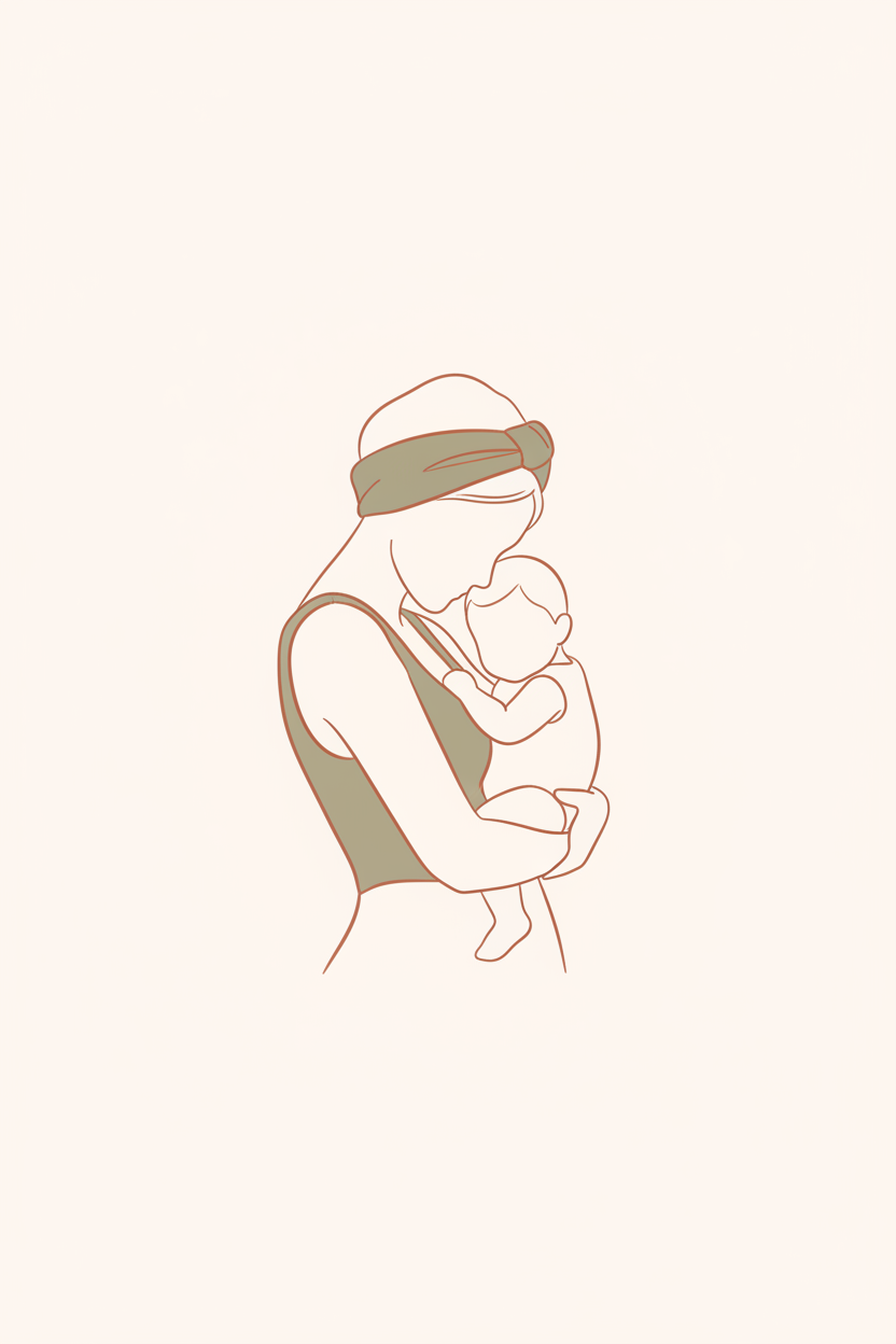 Mom and baby outline - no text